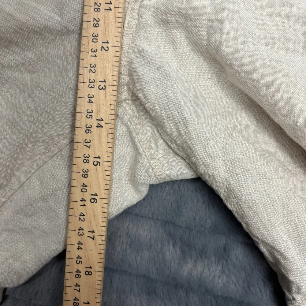 Caribbean Mens 100% Linen Shorts Oatmeal Beige Elastic Waist Size 46 Tropical